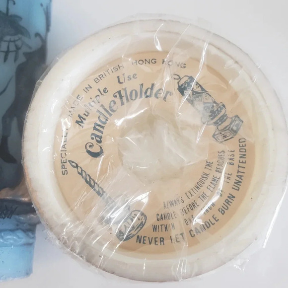 1980s Christmas Adoration Nativity Silhouette Scene Blue Candle with Stand. - Picture 6 of 11